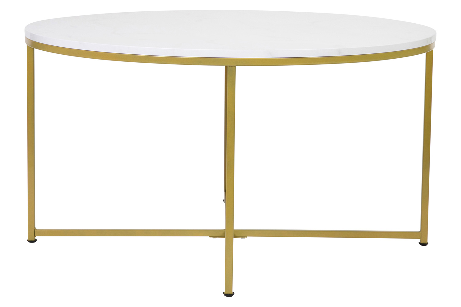 BLNK Hampstead Collection Modern White Marble Finish Accent Coffee Table - Brushed Gold