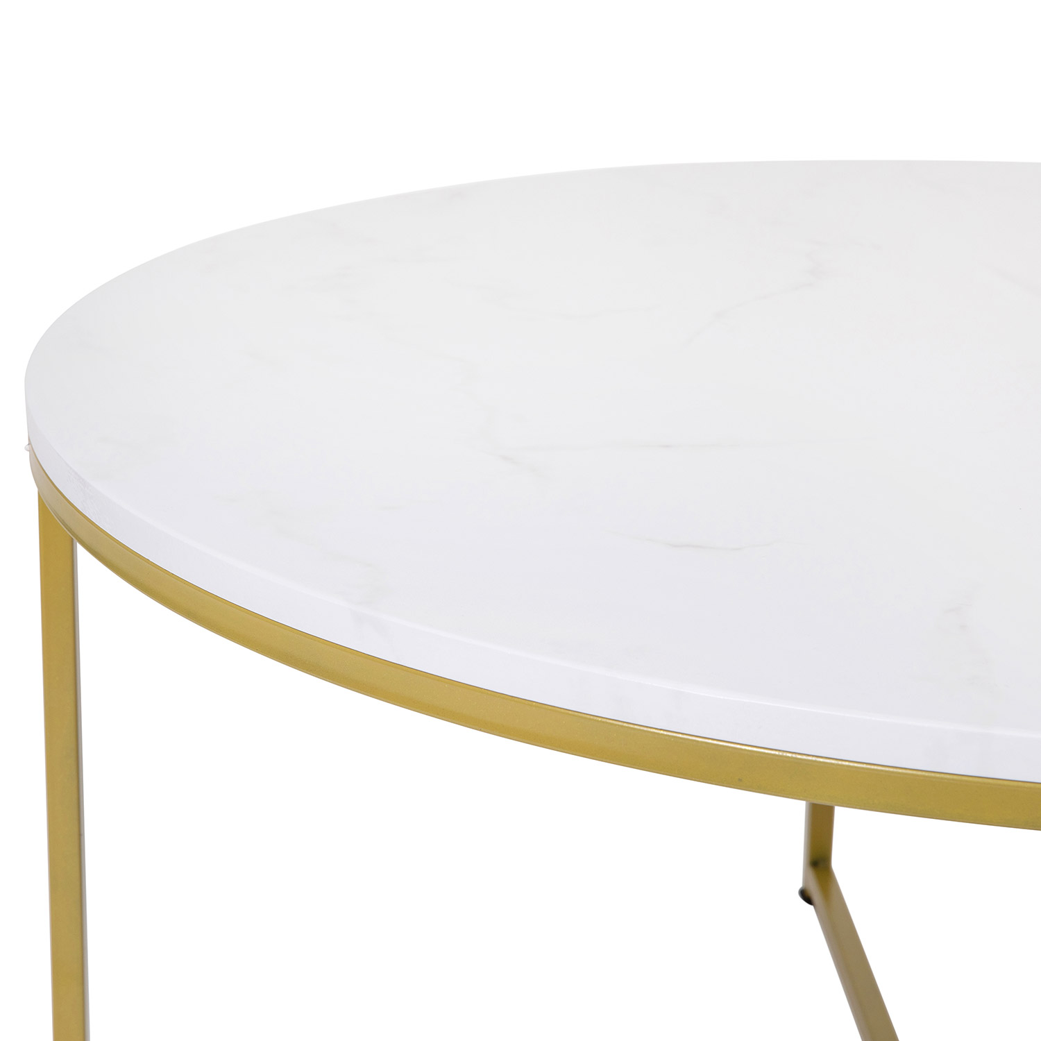 BLNK Hampstead Collection Modern White Marble Finish Accent Coffee Table - Brushed Gold