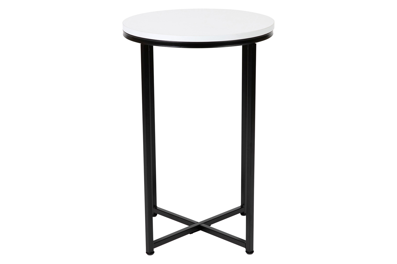 BLNK™ Hampstead Collection Modern End Table with White Laminate Top - Matte Black