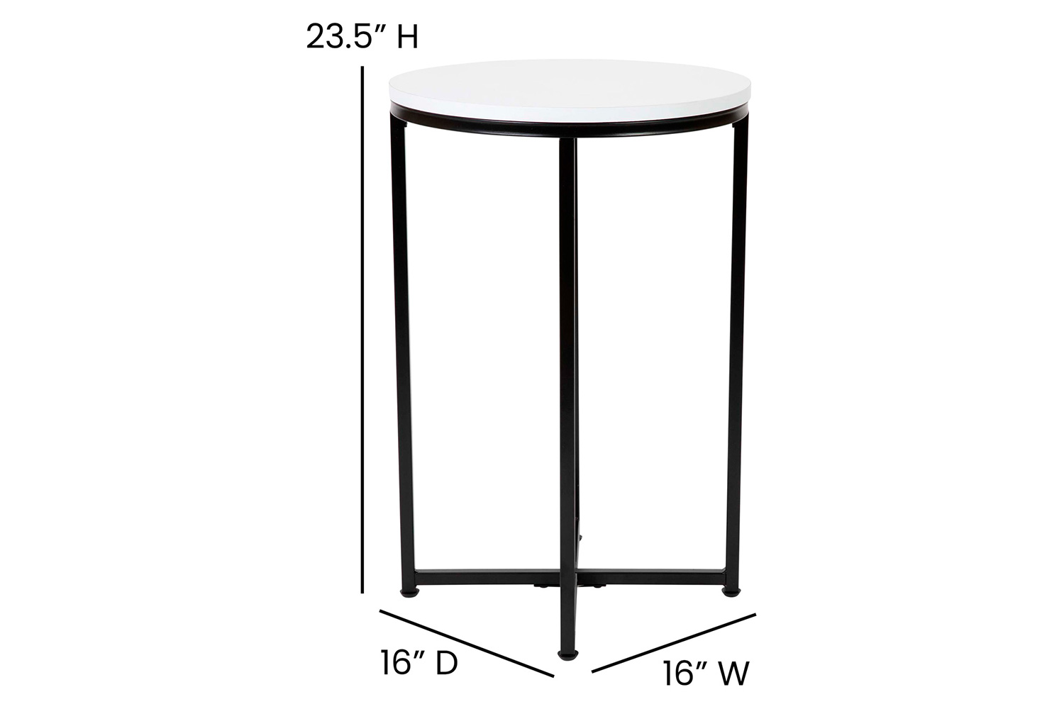 BLNK™ Hampstead Collection Modern End Table with White Laminate Top - Matte Black