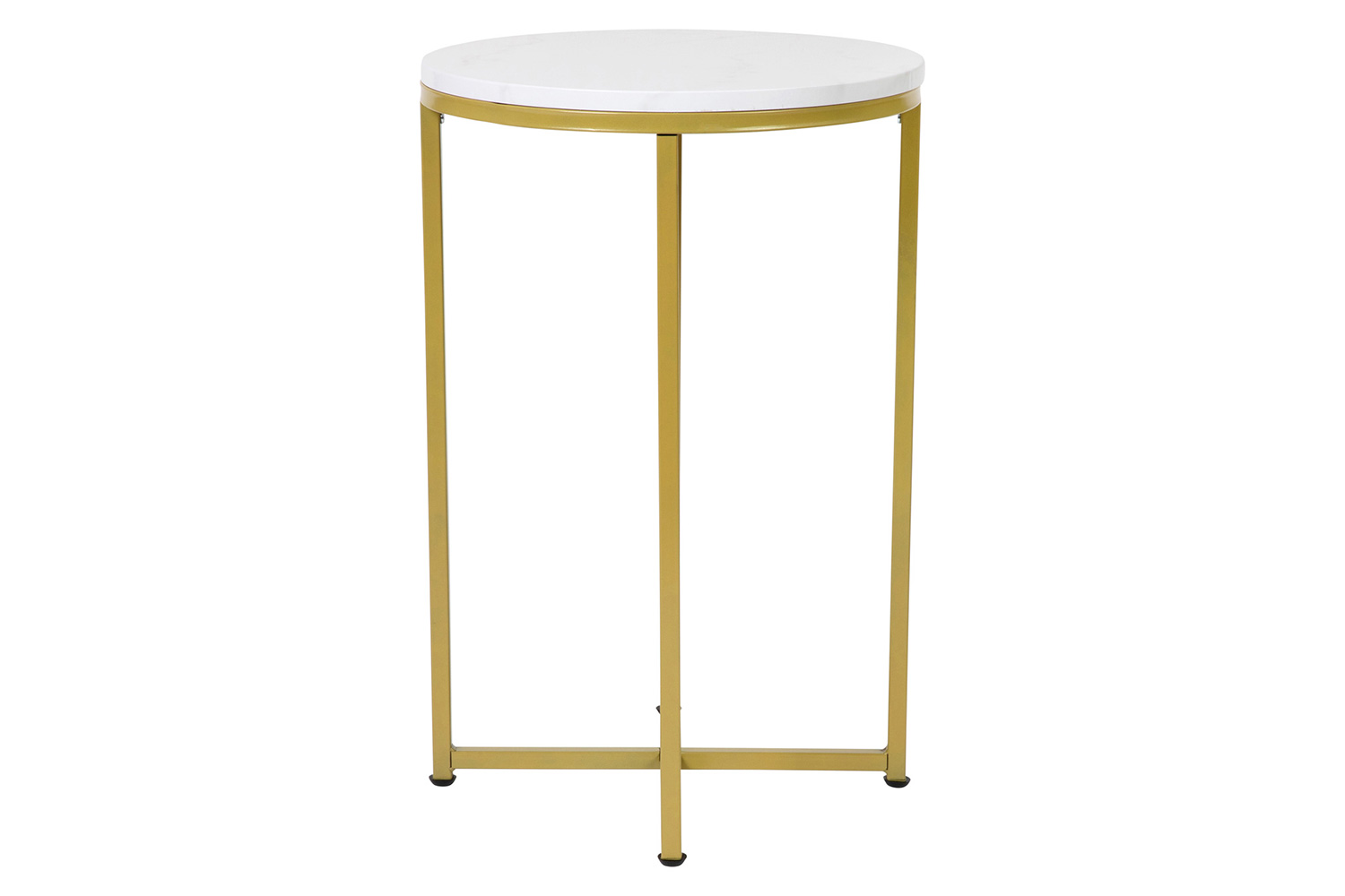 BLNK Hampstead Collection Modern End Table with White Marbled Laminate Top - Brushed Gold