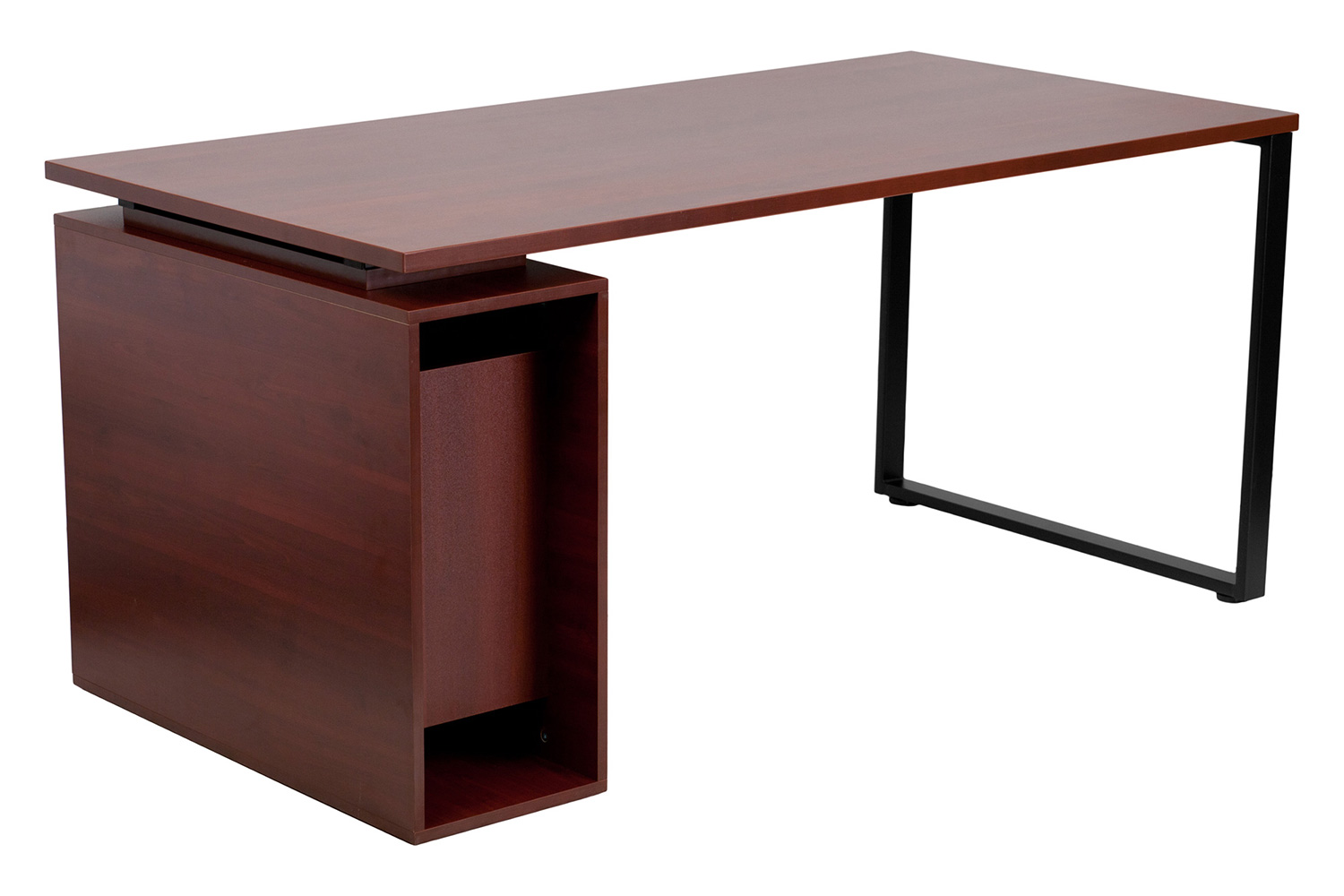 BLNK - Manchester Mahogany Computer Desk with Open Storage Pedestal