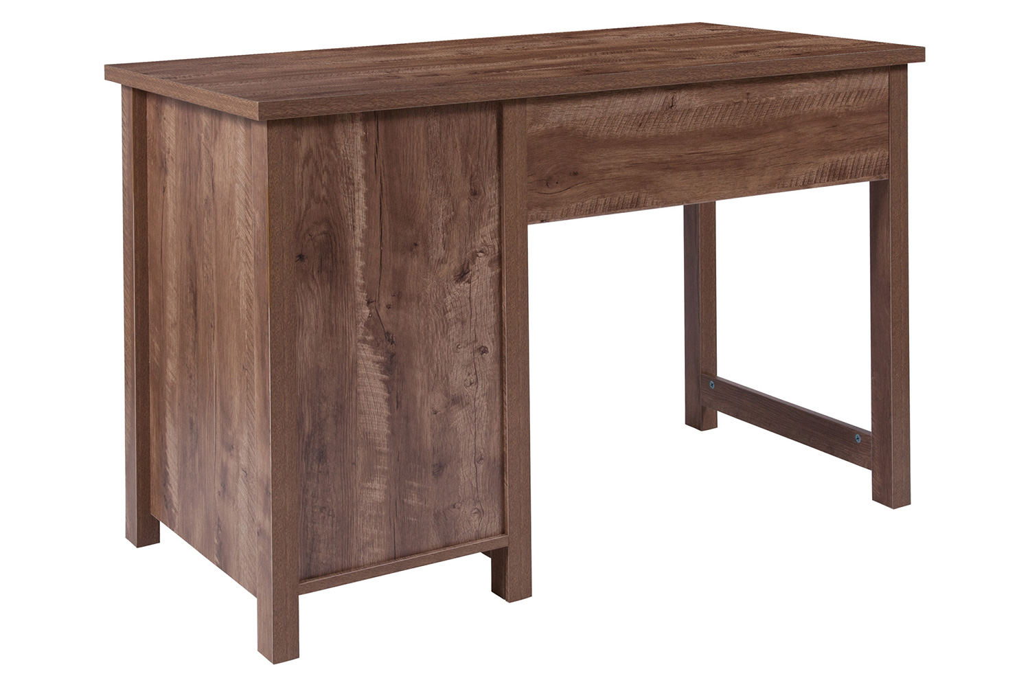 BLNK - New Lancaster Collection Crosscut Oak Wood Grain Finish Computer Desk with Metal Drawers