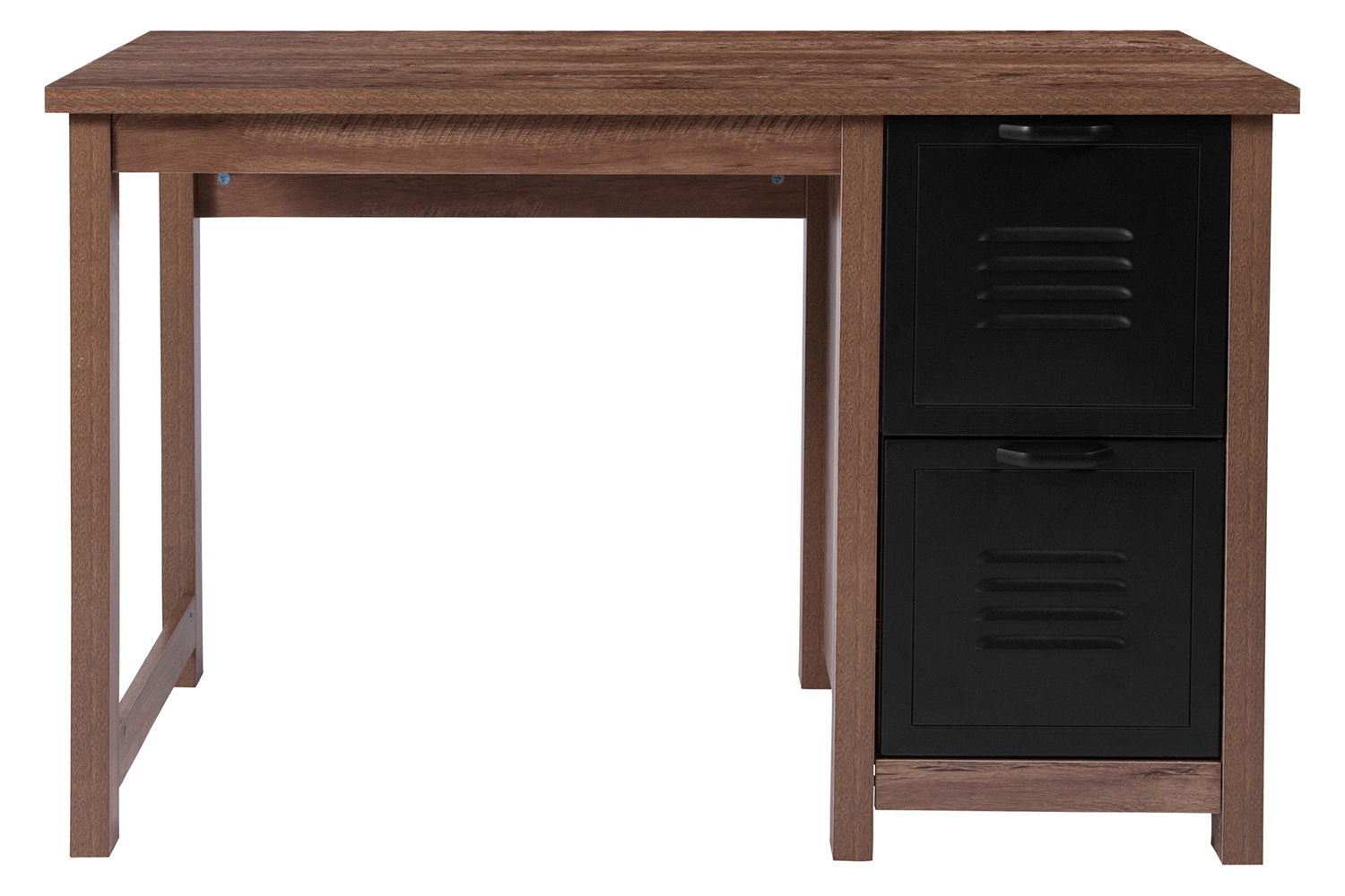 BLNK - New Lancaster Collection Crosscut Oak Wood Grain Finish Computer Desk with Metal Drawers