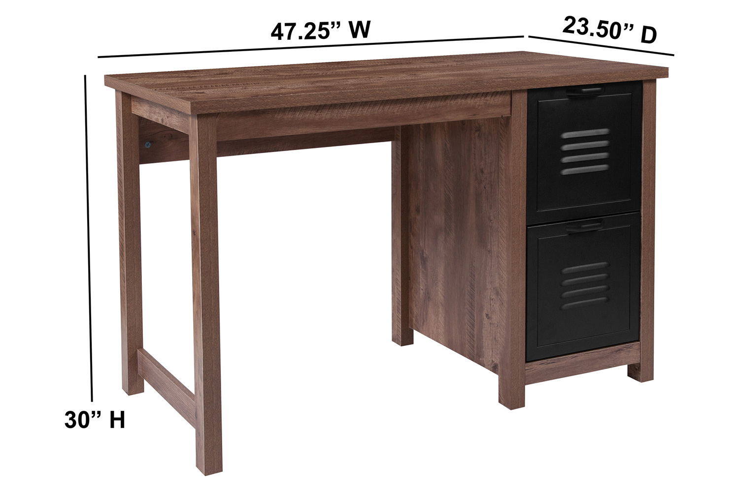 BLNK - New Lancaster Collection Crosscut Oak Wood Grain Finish Computer Desk with Metal Drawers