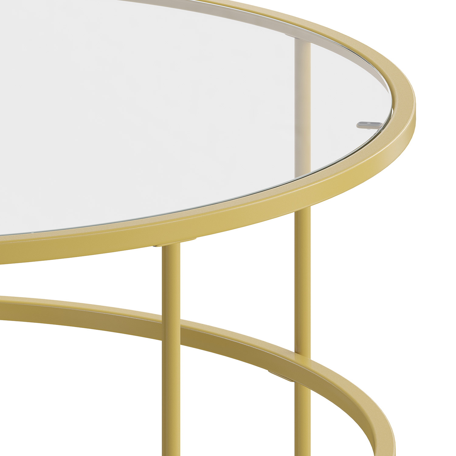 BLNK Astoria Collection Round Modern Clear Glass Coffee Table - Brushed Gold