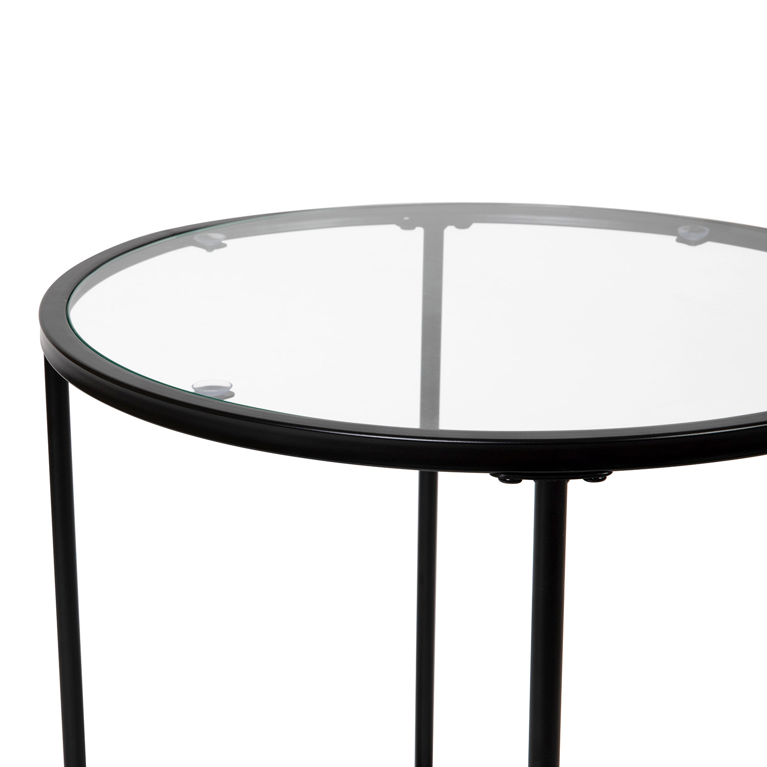 BLNK Astoria Collection Round Modern Clear Glass End Table - Matte Black