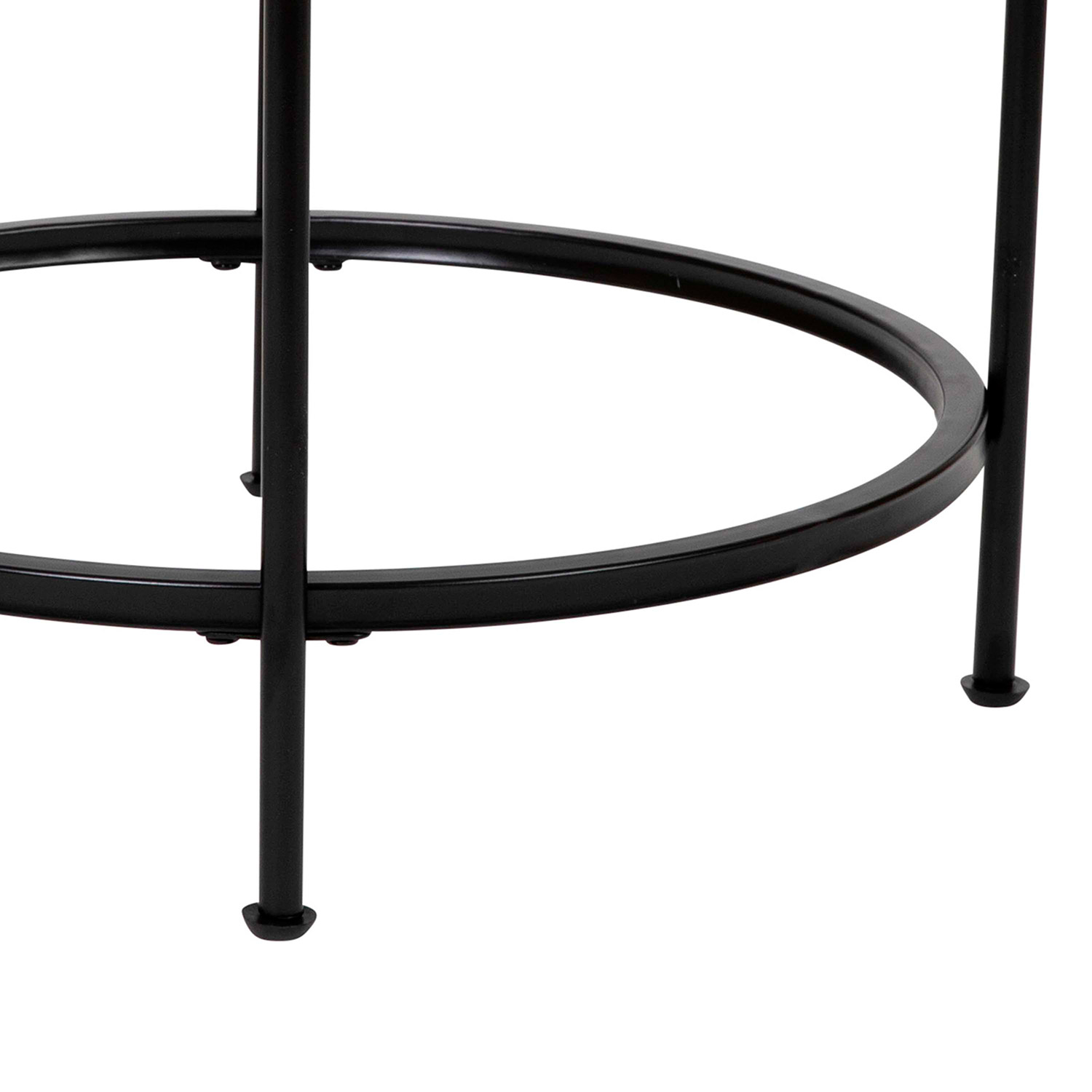 BLNK Astoria Collection Round Modern Clear Glass End Table - Matte Black