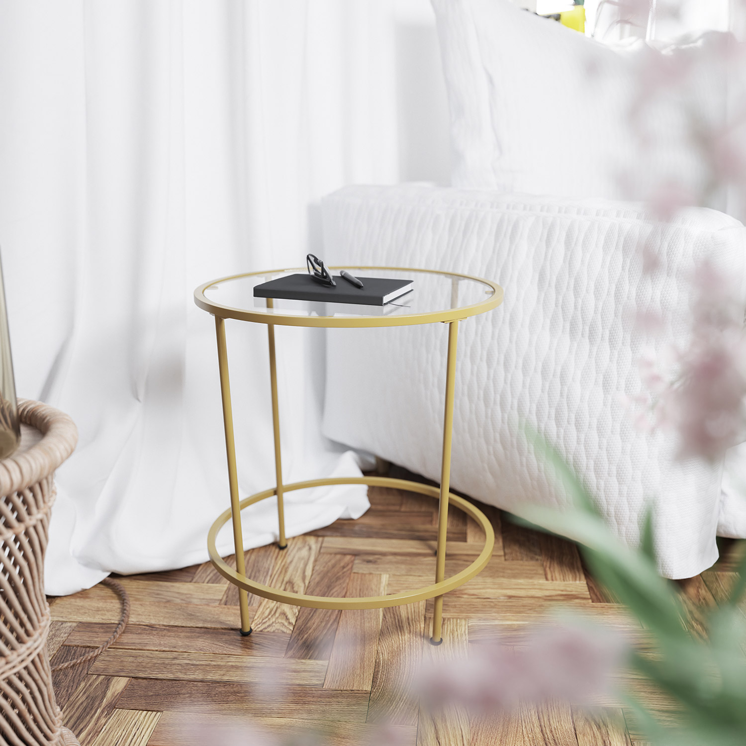 BLNK Astoria Collection Round Modern Clear Glass End Table