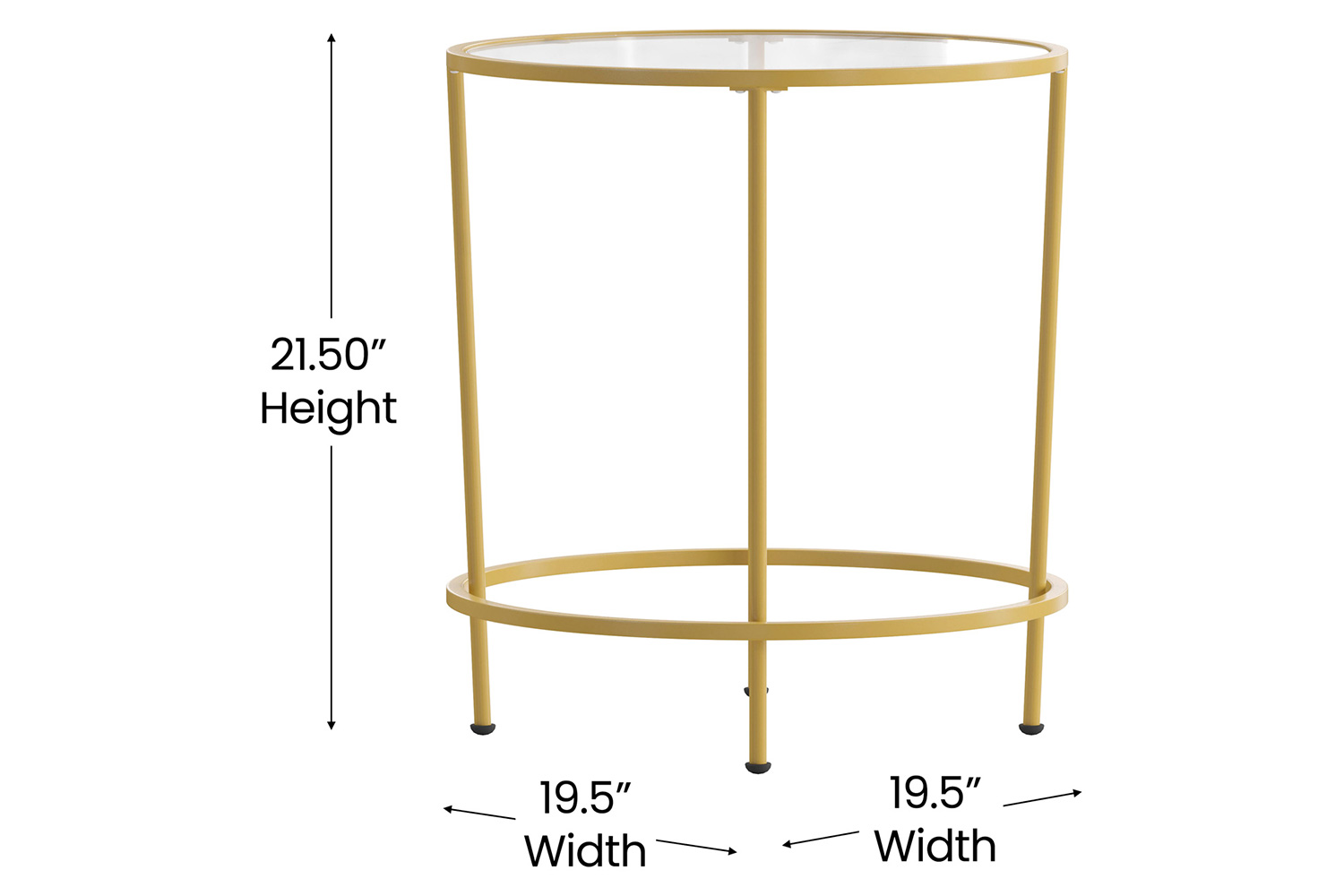 BLNK Astoria Collection Round Modern Clear Glass End Table - Gold