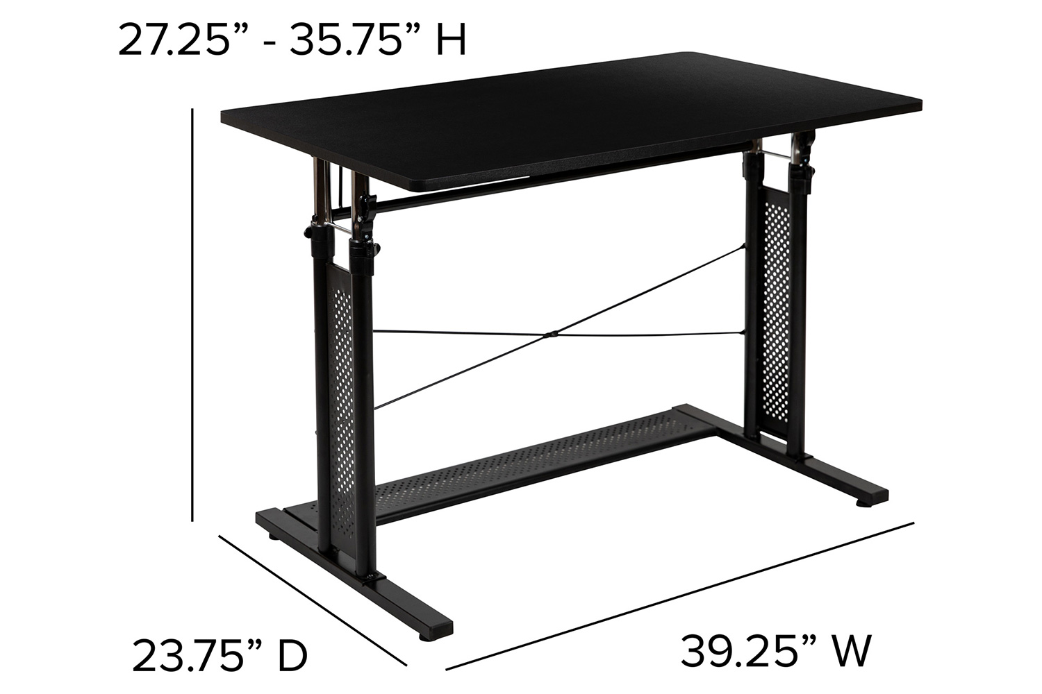 BLNK Fairway Height Adjustable Sit to Stand Home Office Desk - Black