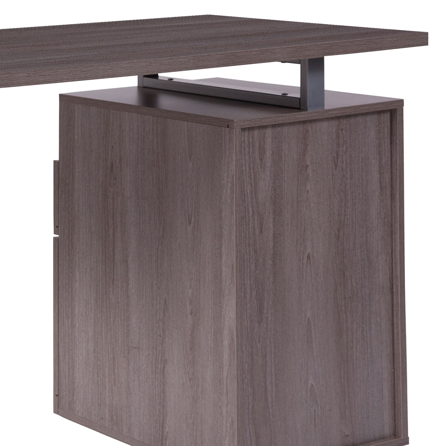 BLNK™ Harwood Laminate Computer Desk with Two Drawers and Silver Metal Frame - Light Ash Wood Grain