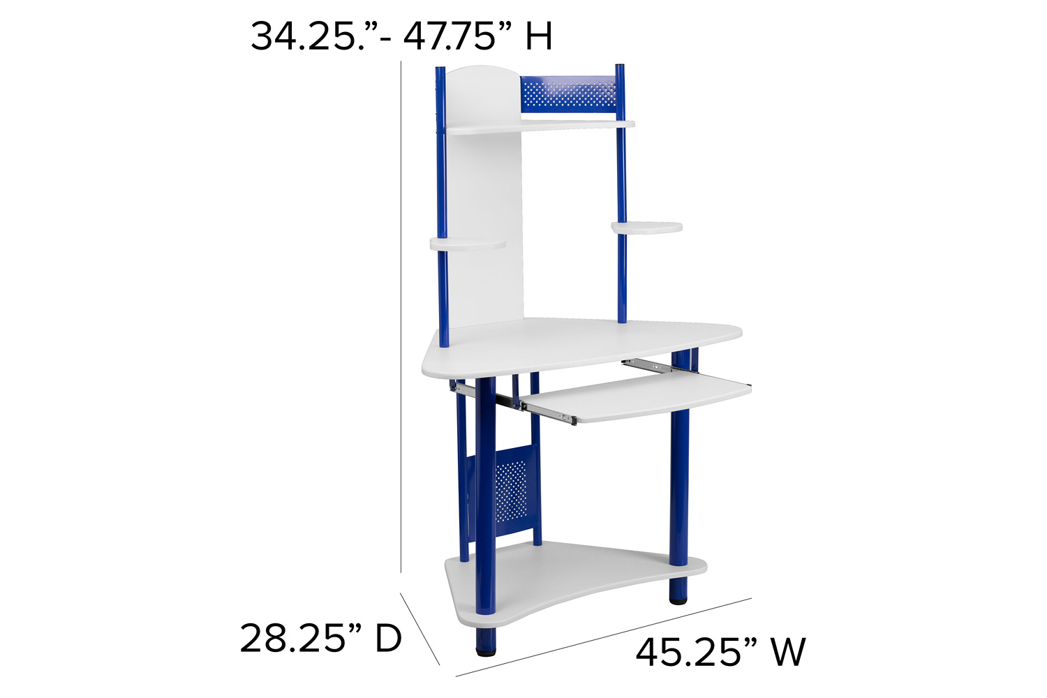 BLNK Walker Corner Computer Desk with Hutch - Blue