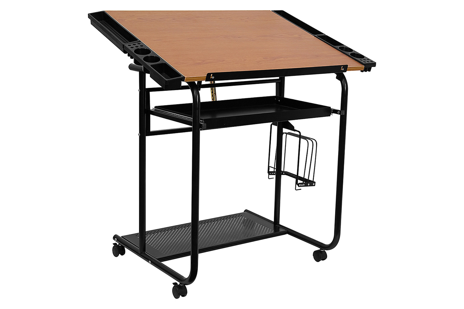 BLNK - Swanson Adjustable Drawing and Drafting Table with Black Frame and Dual Wheel Casters