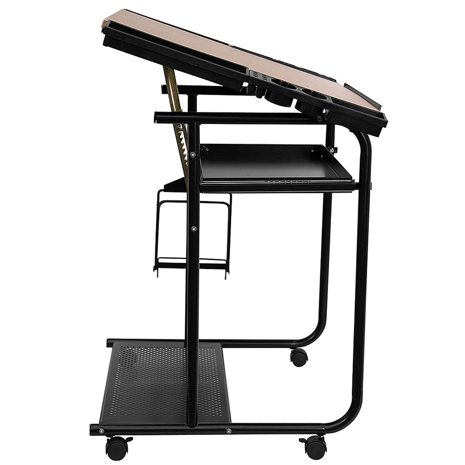 BLNK - Swanson Adjustable Drawing and Drafting Table with Black Frame and Dual Wheel Casters