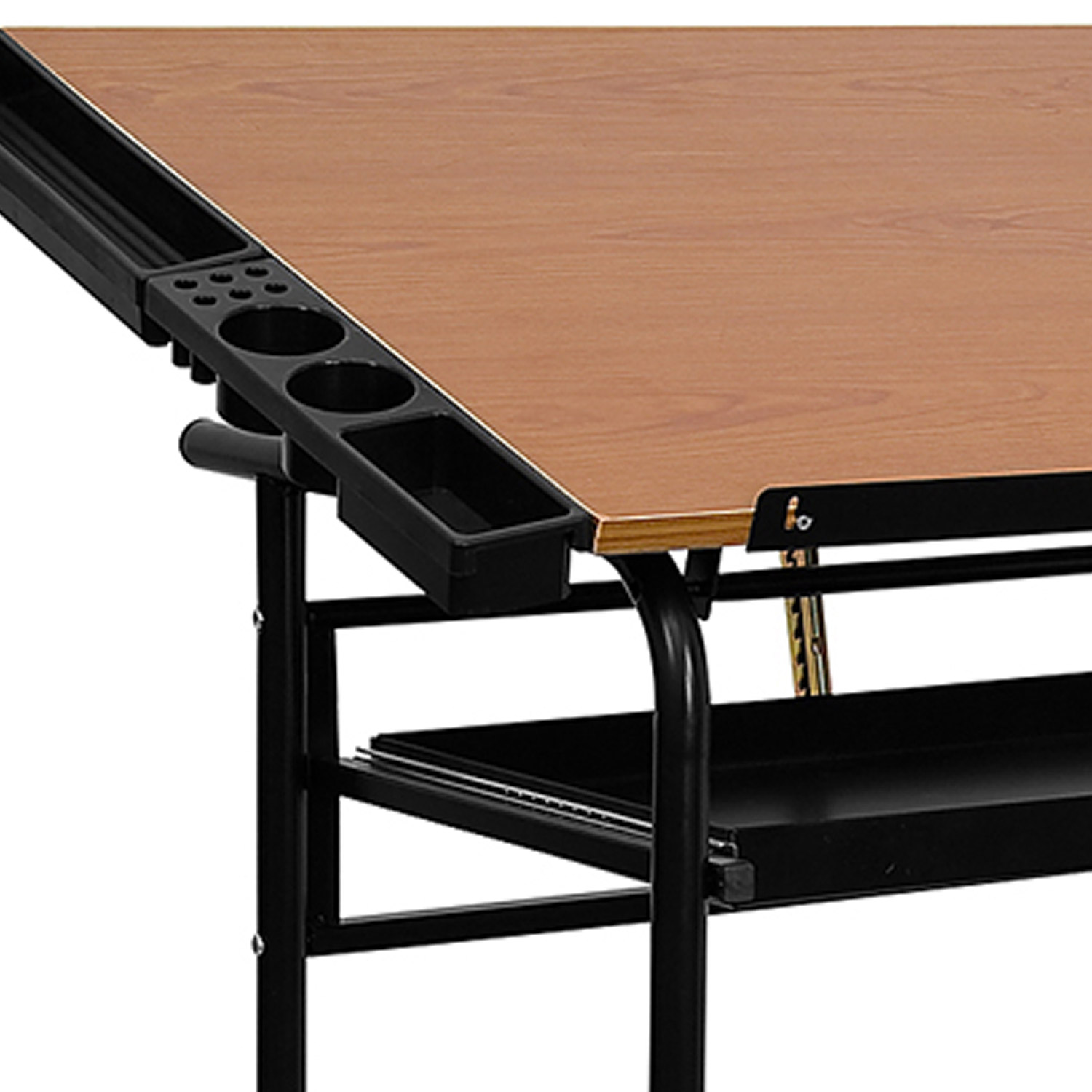 BLNK - Swanson Adjustable Drawing and Drafting Table with Black Frame and Dual Wheel Casters