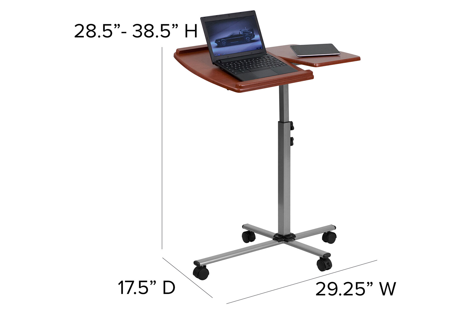 BLNK - Dunbar Angle and Height Adjustable Mobile Laptop Computer Table with Cherry Top