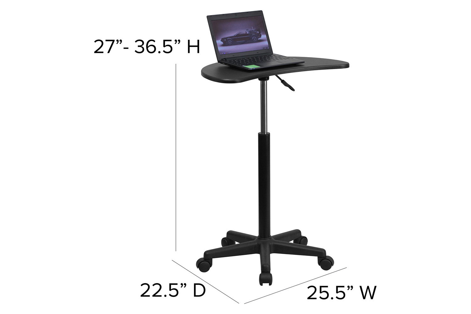 BLNK Eve Sit to Stand Mobile Laptop Computer Desk - Black