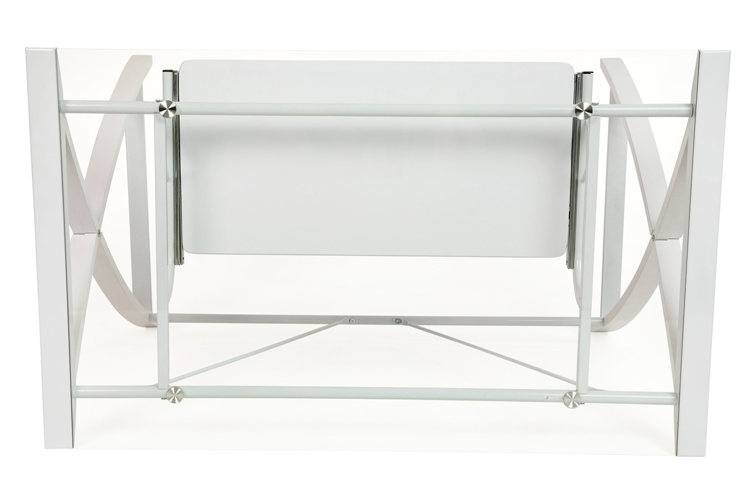 BLNK™ Jude Glass Computer Desk with Pull-Out Keyboard Tray and Crisscross Frame - Clear/White