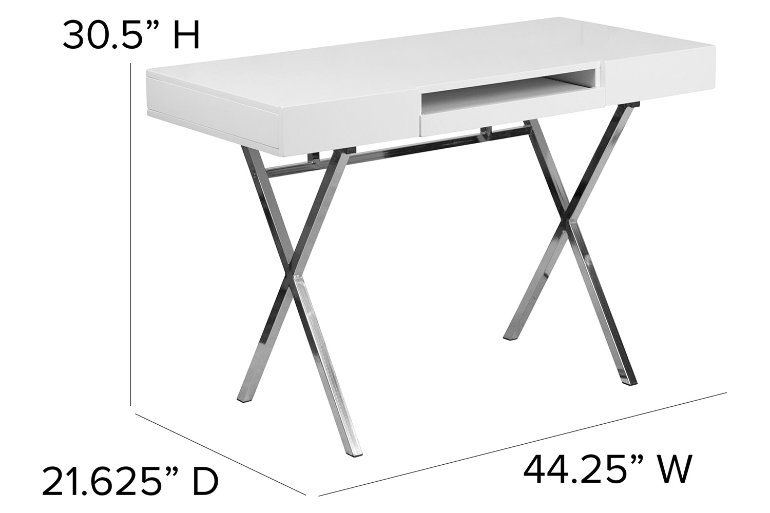 BLNK - Tybee White Computer Desk with Keyboard Tray and Drawers