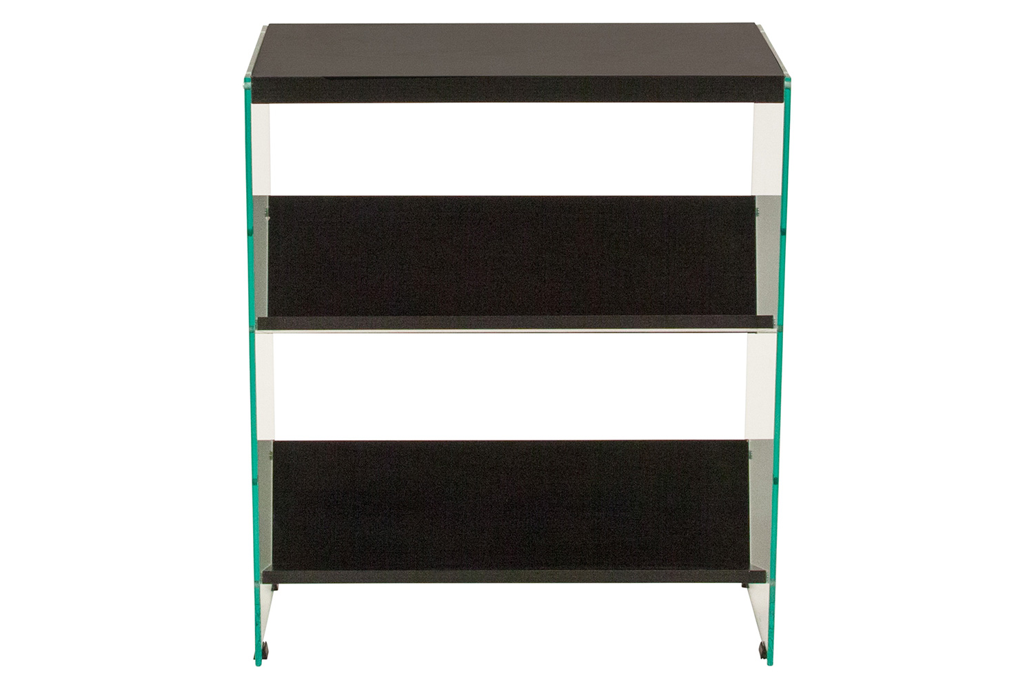 BLNK - Highwood Collection 3 Shelf Glass Frame Bookcase in Dark Ash Finish