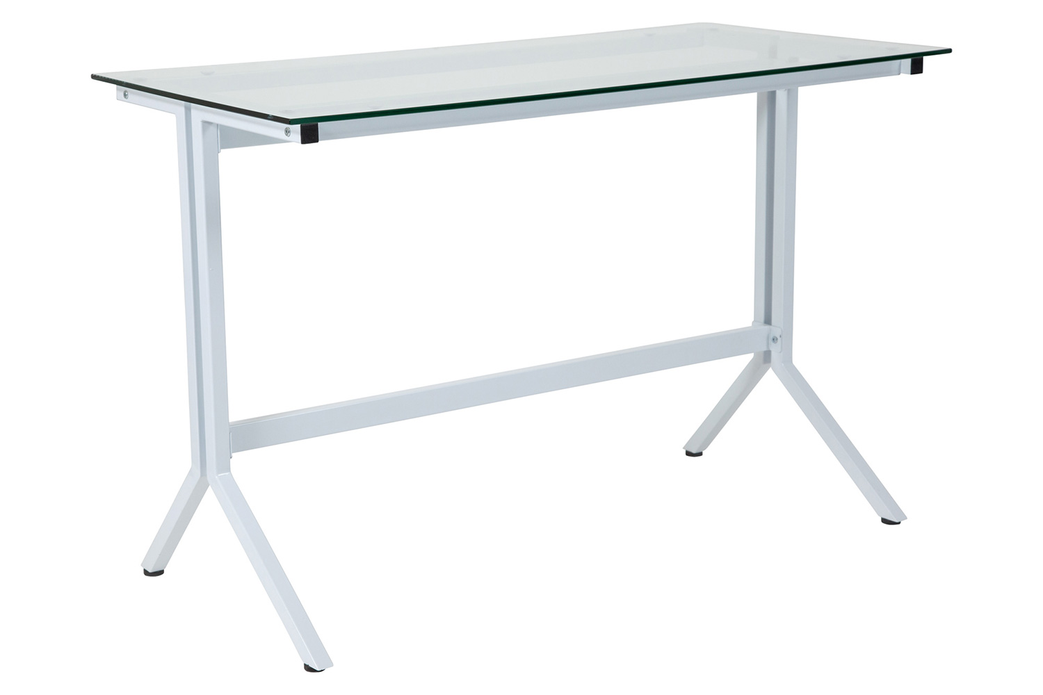 BLNK - Winfield Collection Glass Computer Desk with White Metal Frame