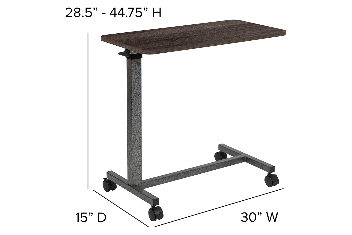 BLNK - Fenwick Adjustable Overbed Table with Wheels for Home and Hospital