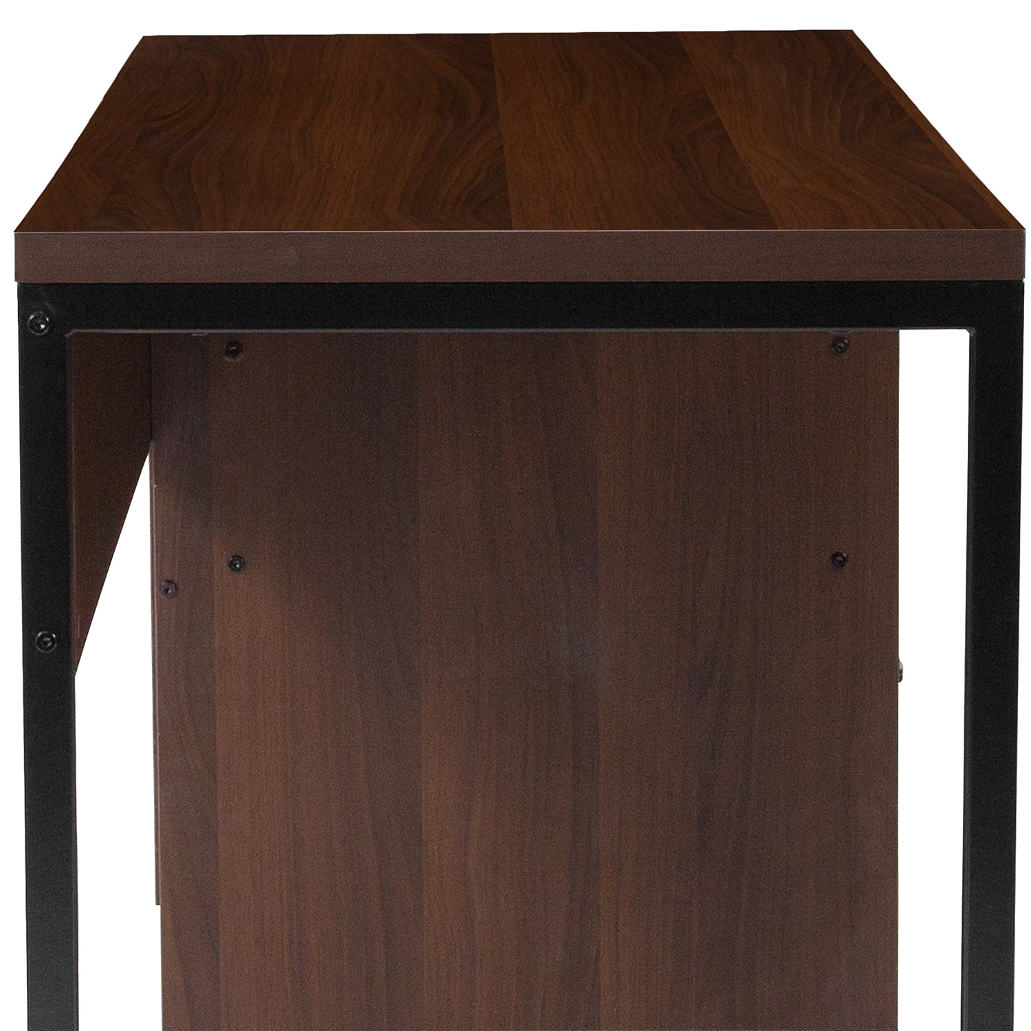 BLNK - Northbrook Rustic Coffee Wood Grain Finish Computer Desk with Black Metal Frame