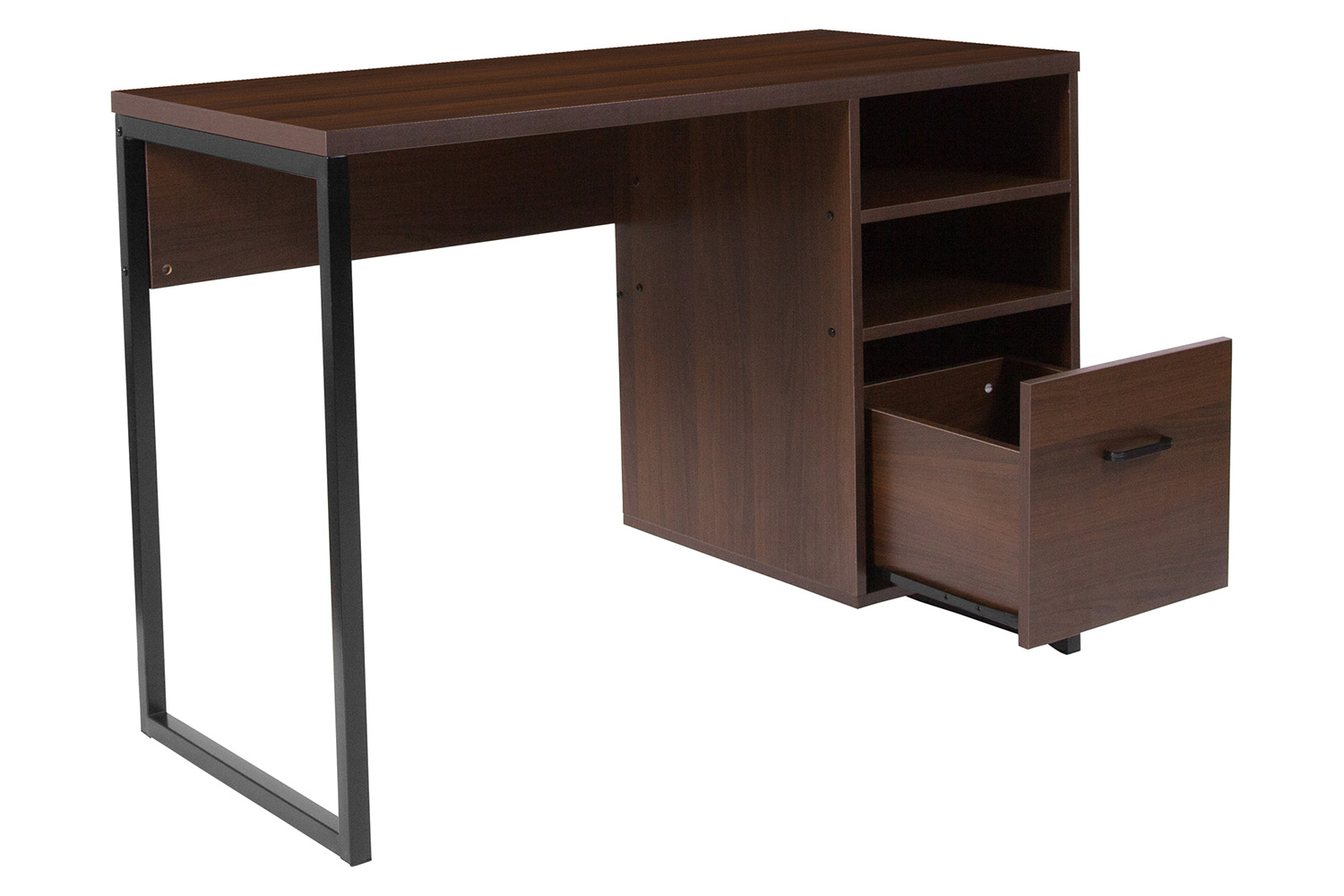 BLNK - Northbrook Rustic Coffee Wood Grain Finish Computer Desk with Black Metal Frame