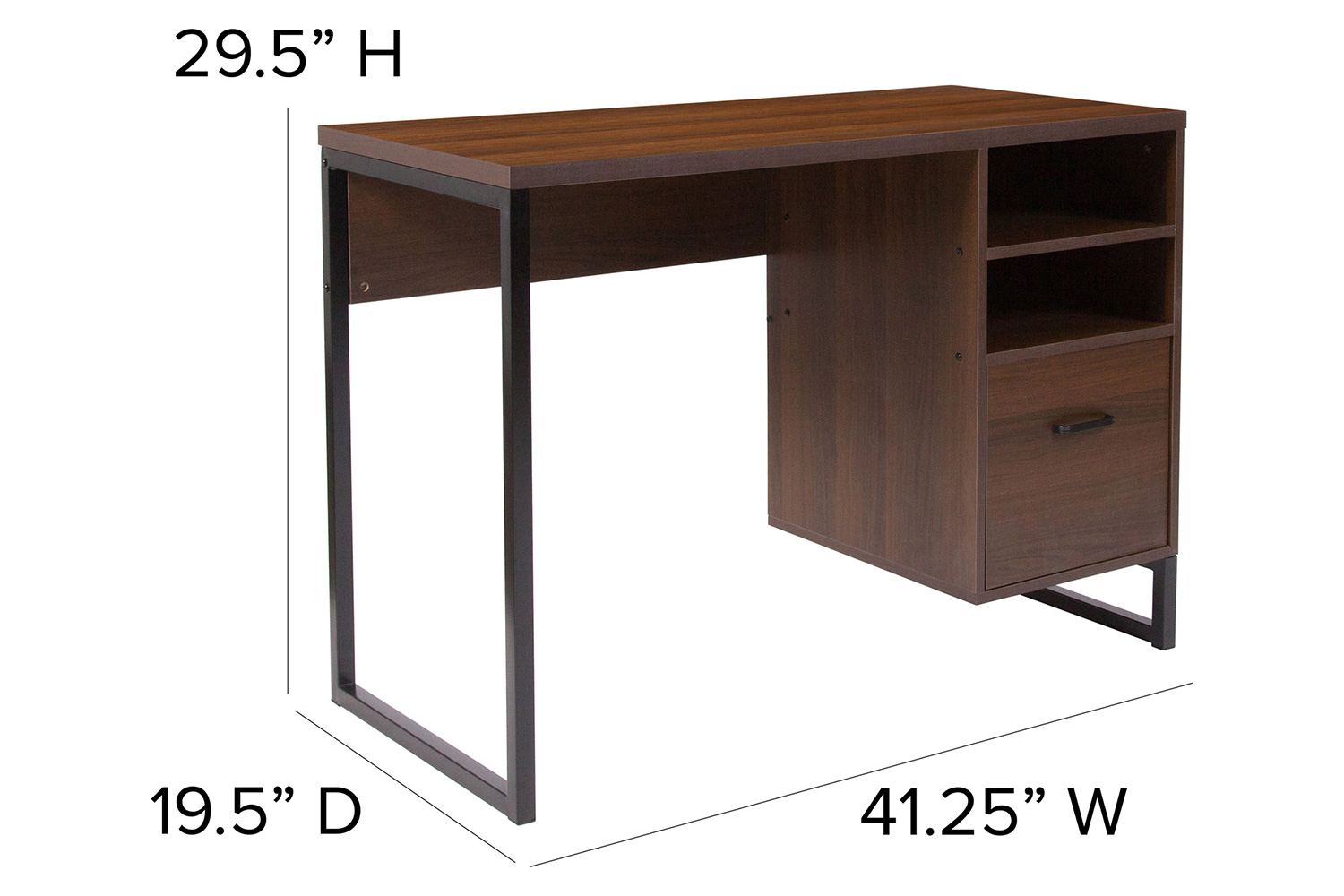 BLNK - Northbrook Rustic Coffee Wood Grain Finish Computer Desk with Black Metal Frame