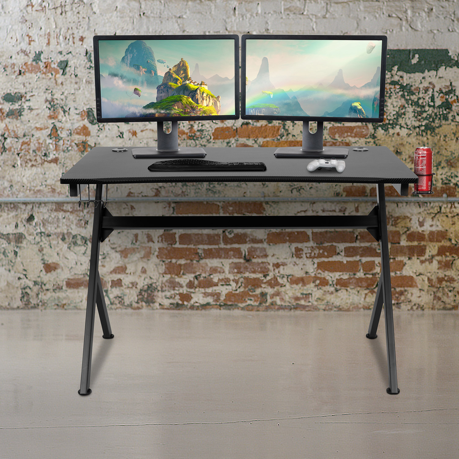 BLNK - Duncan Gaming Desk Computer Table Gamer Workstation with Headphone Holder and 2 Cable Management Holes