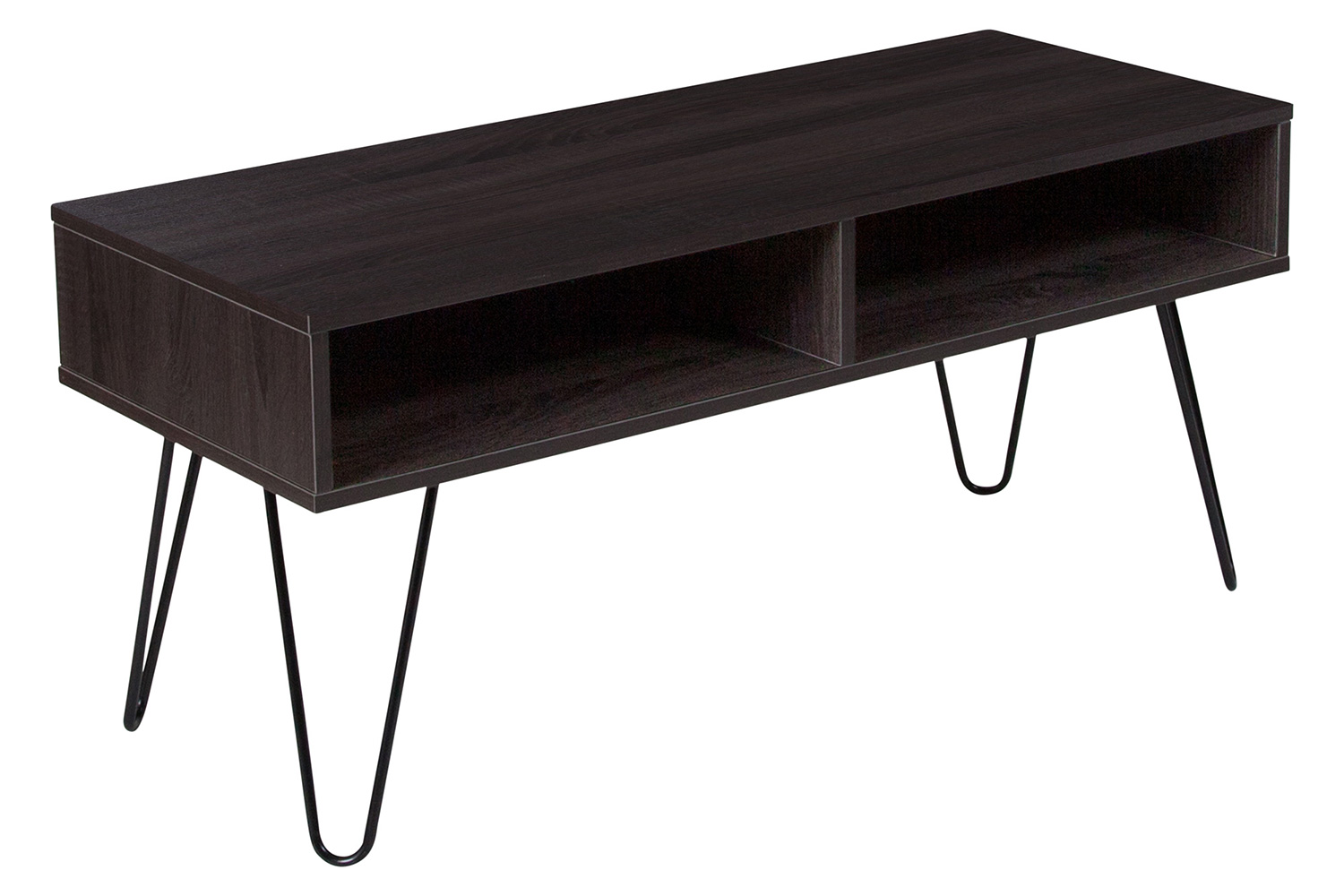 BLNK - Oak Park Collection Driftwood Wood Grain Finish TV Stand with Black Metal Legs