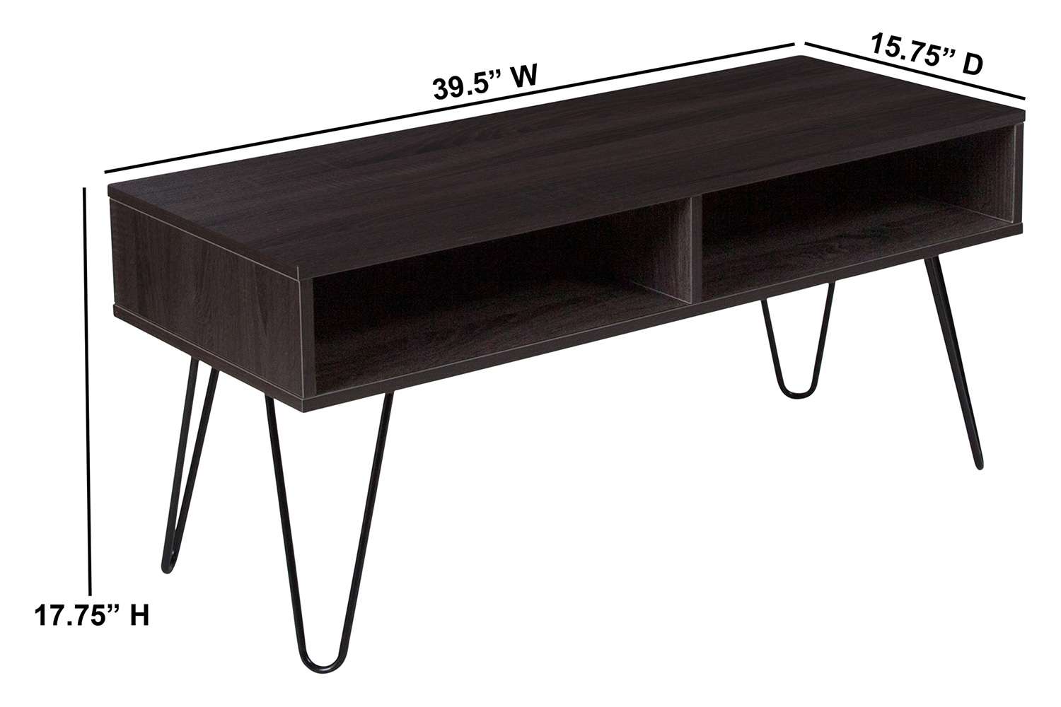 BLNK - Oak Park Collection Driftwood Wood Grain Finish TV Stand with Black Metal Legs