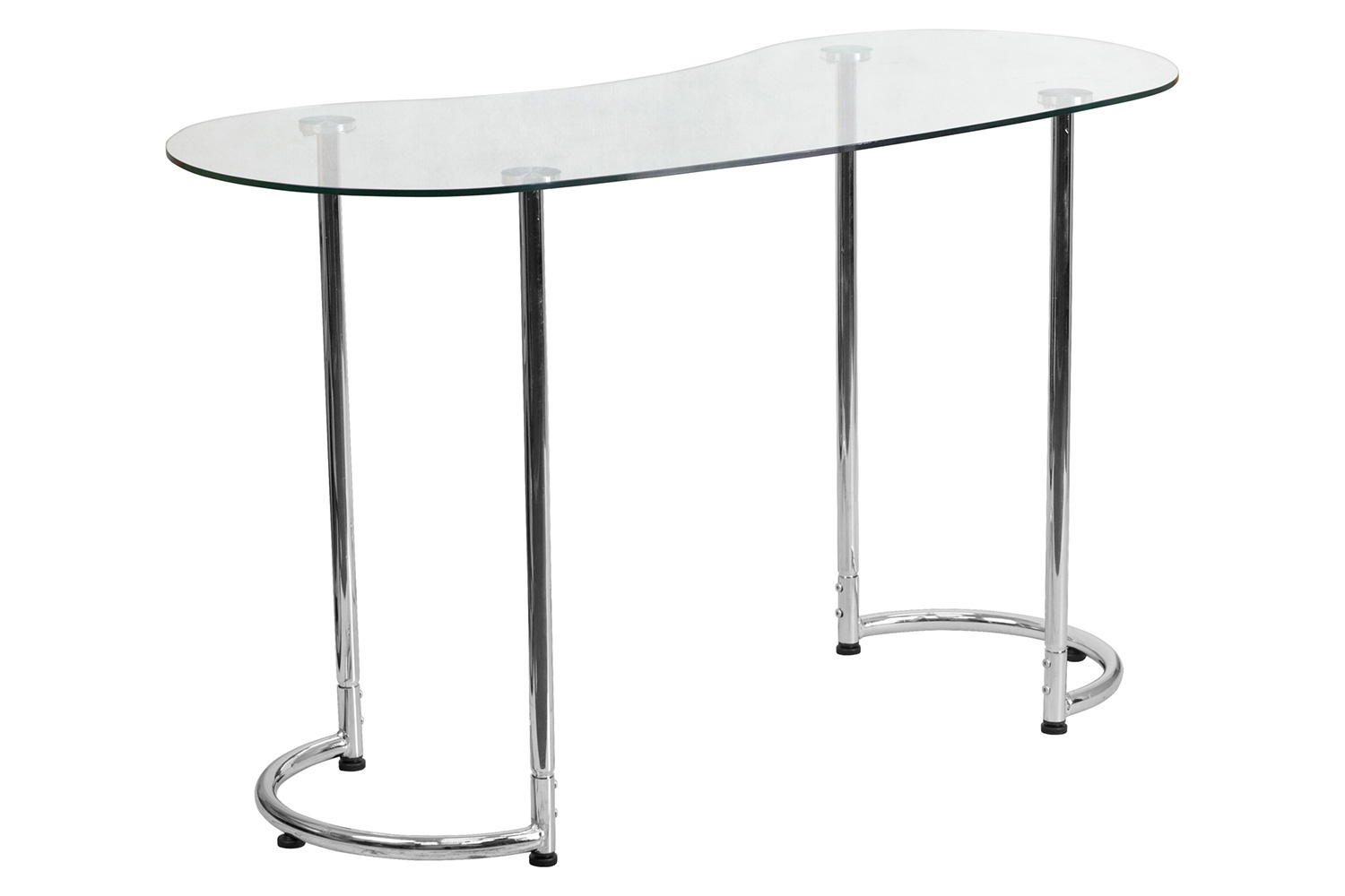 BLNK - Contemporary Desk with Curvaceous Clear Tempered Glass