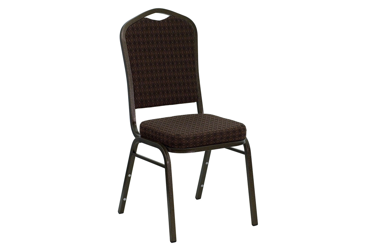 BLNK™ HERCULES Series Fabric Crown Back Stacking Banquet Chair with Gold Vein Frame - Brown Patterned