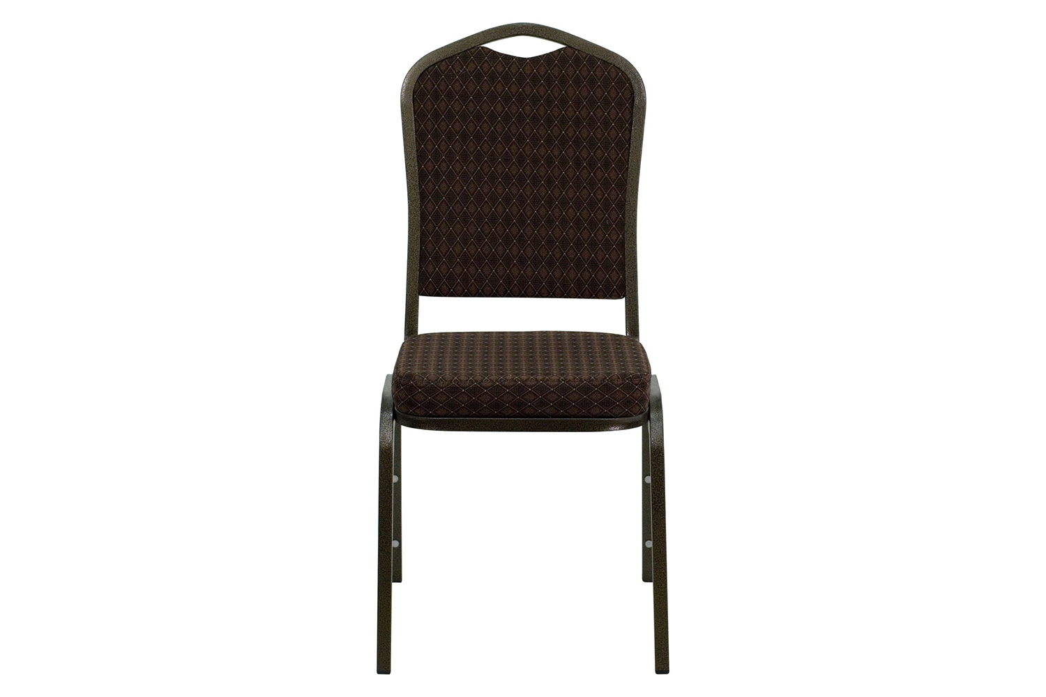 BLNK™ HERCULES Series Fabric Crown Back Stacking Banquet Chair with Gold Vein Frame - Brown Patterned