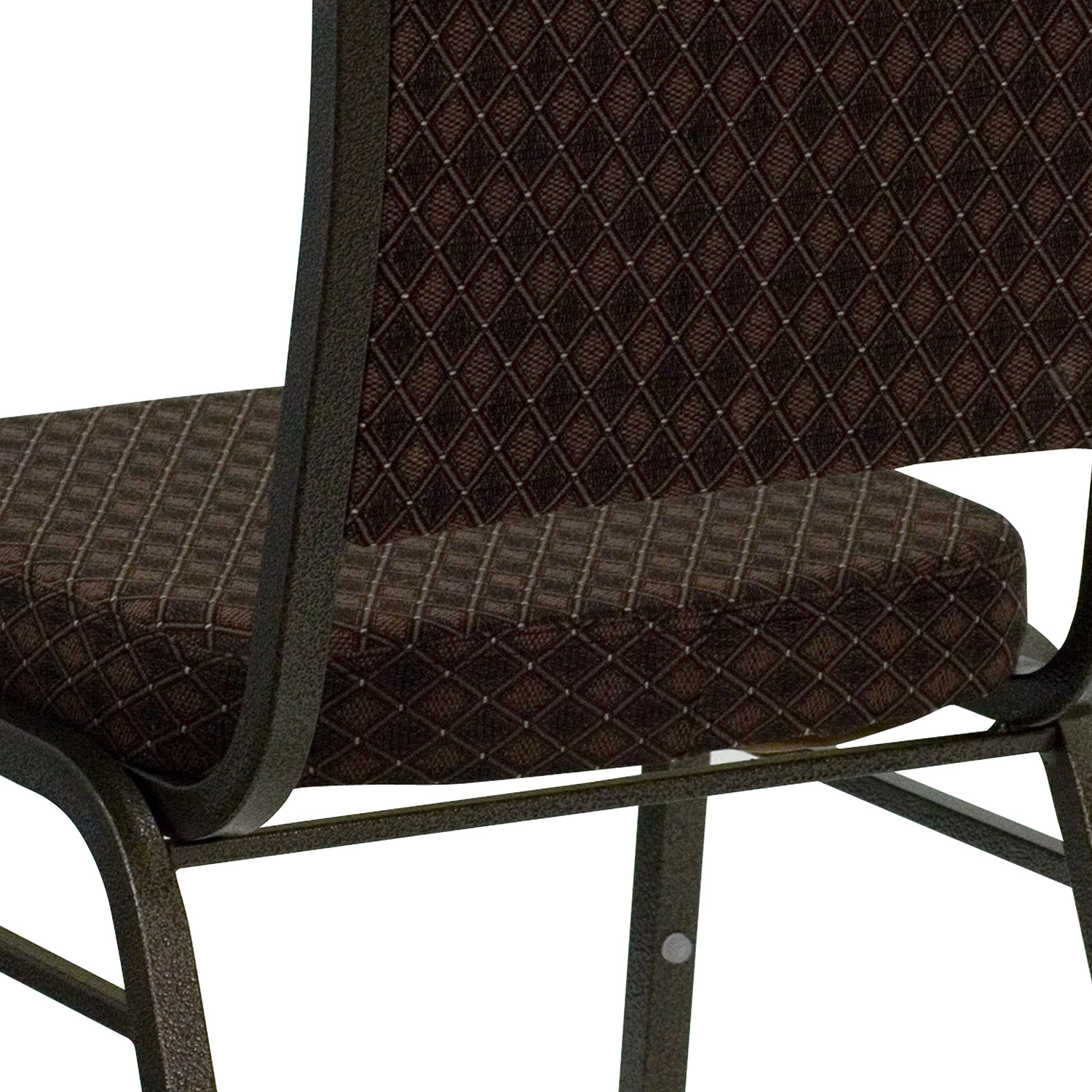 BLNK™ HERCULES Series Fabric Crown Back Stacking Banquet Chair with Gold Vein Frame - Brown Patterned