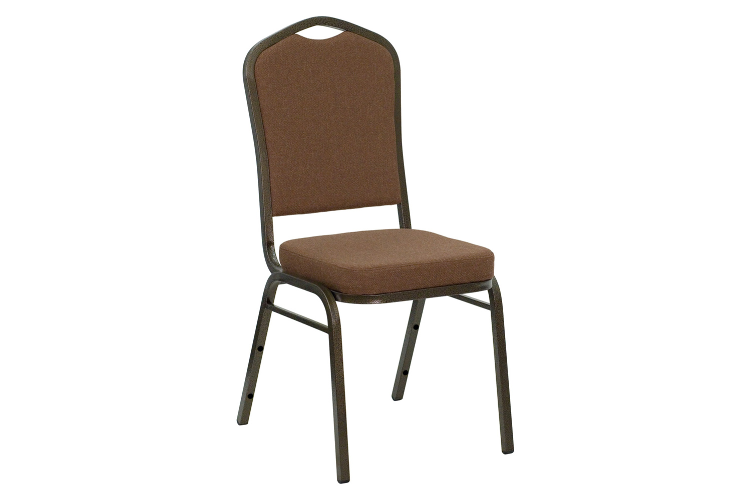 BLNK™ HERCULES Series Fabric Crown Back Stacking Banquet Chair with Gold Vein Frame - Coffee