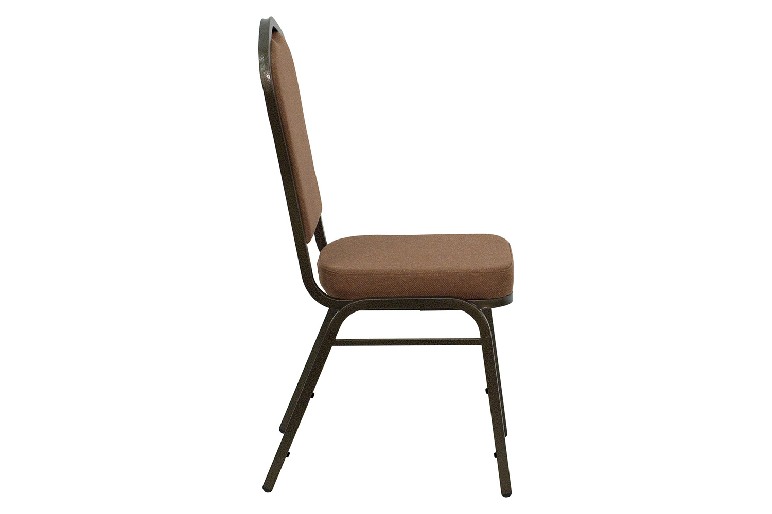 BLNK™ HERCULES Series Fabric Crown Back Stacking Banquet Chair with Gold Vein Frame - Coffee