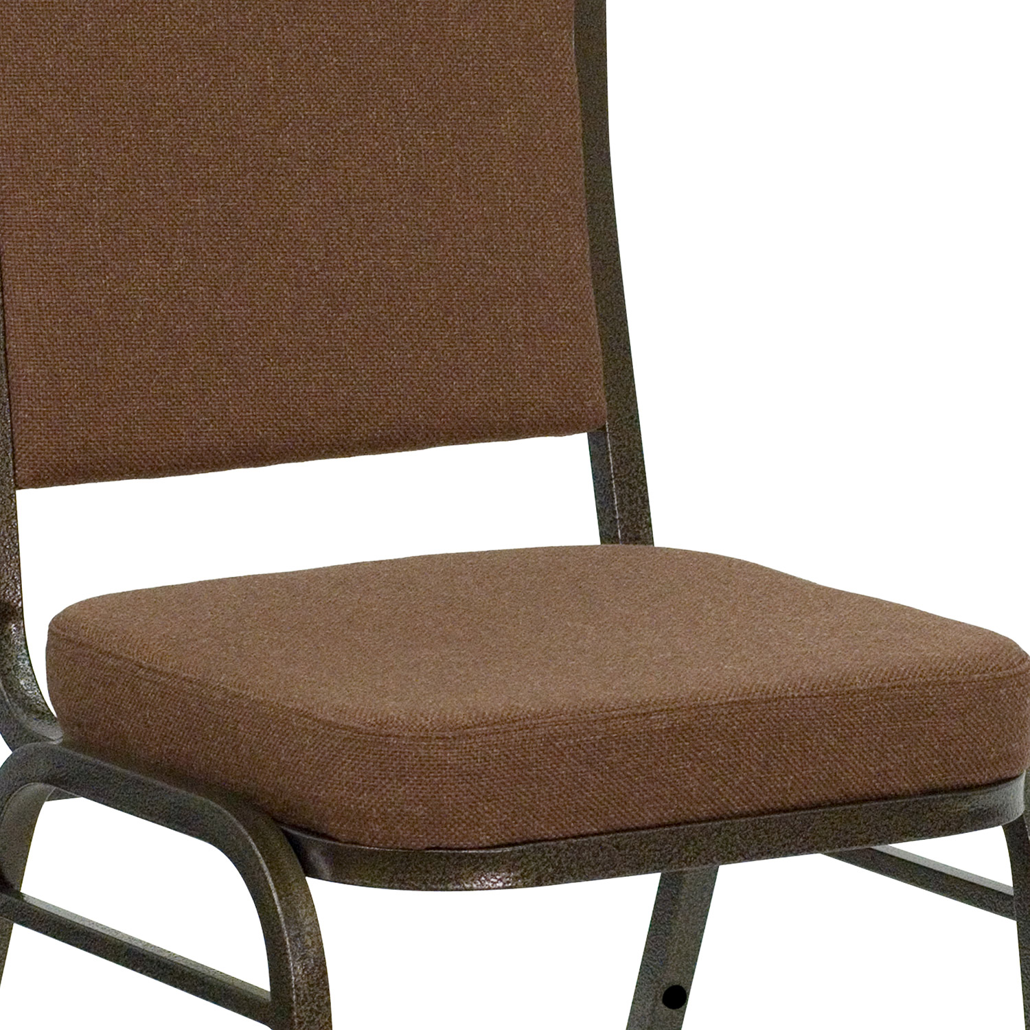 BLNK™ HERCULES Series Fabric Crown Back Stacking Banquet Chair with Gold Vein Frame - Coffee