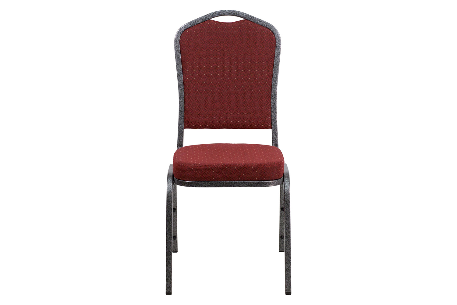 BLNK™ HERCULES Series Fabric Crown Back Stacking Banquet Chair with Silver Vein Frame - Burgundy Patterned