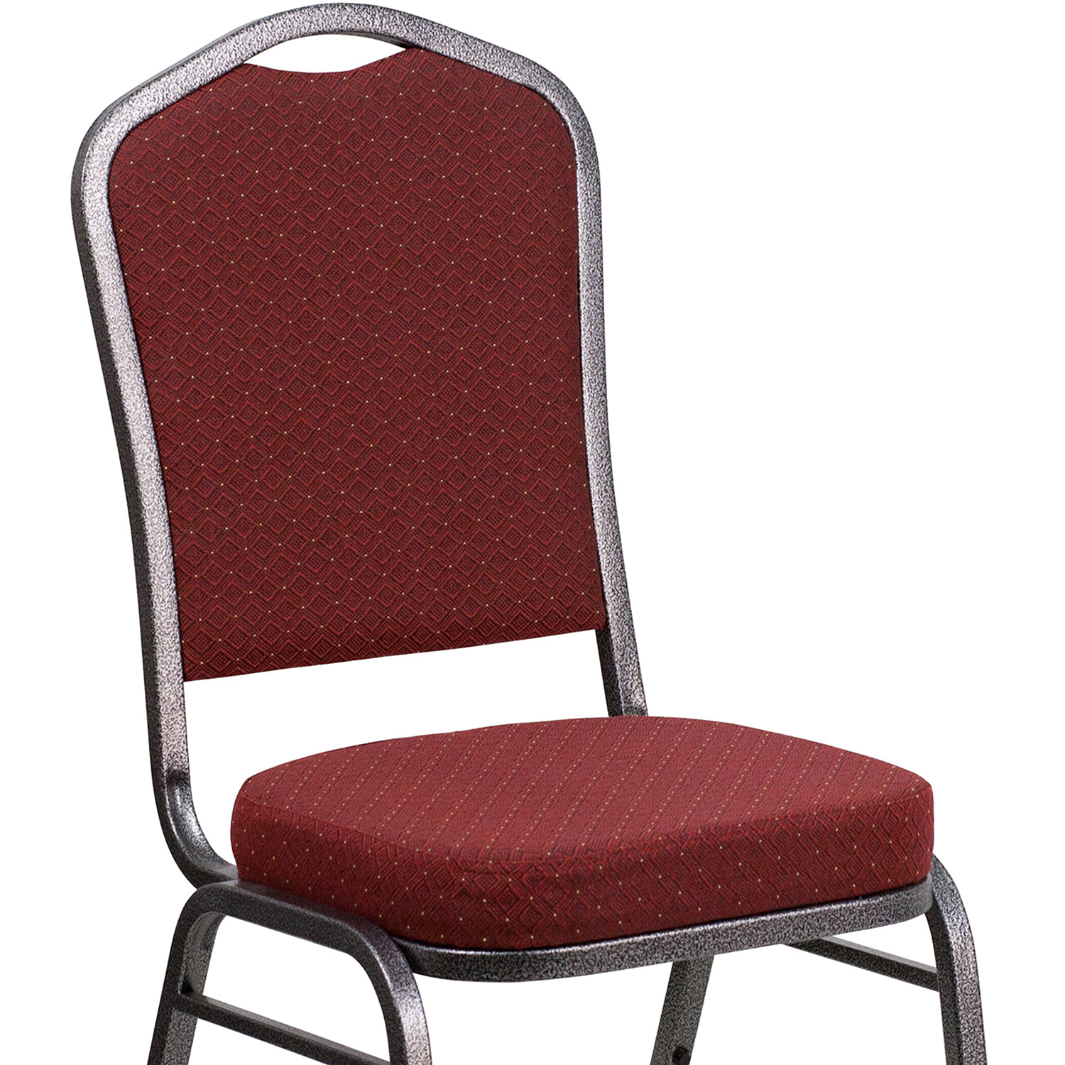 BLNK™ HERCULES Series Fabric Crown Back Stacking Banquet Chair with Silver Vein Frame - Burgundy Patterned