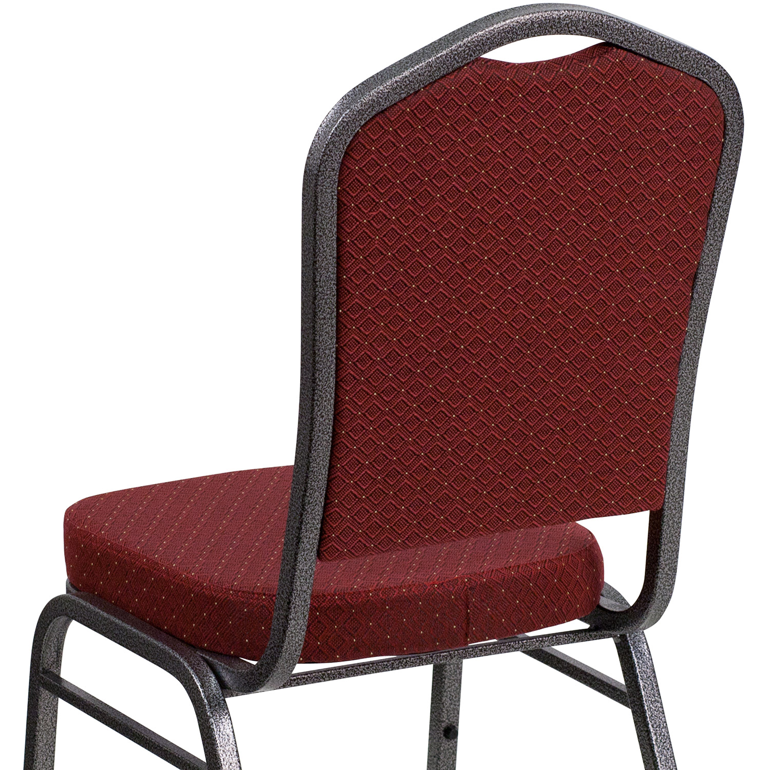 BLNK™ HERCULES Series Fabric Crown Back Stacking Banquet Chair with Silver Vein Frame - Burgundy Patterned