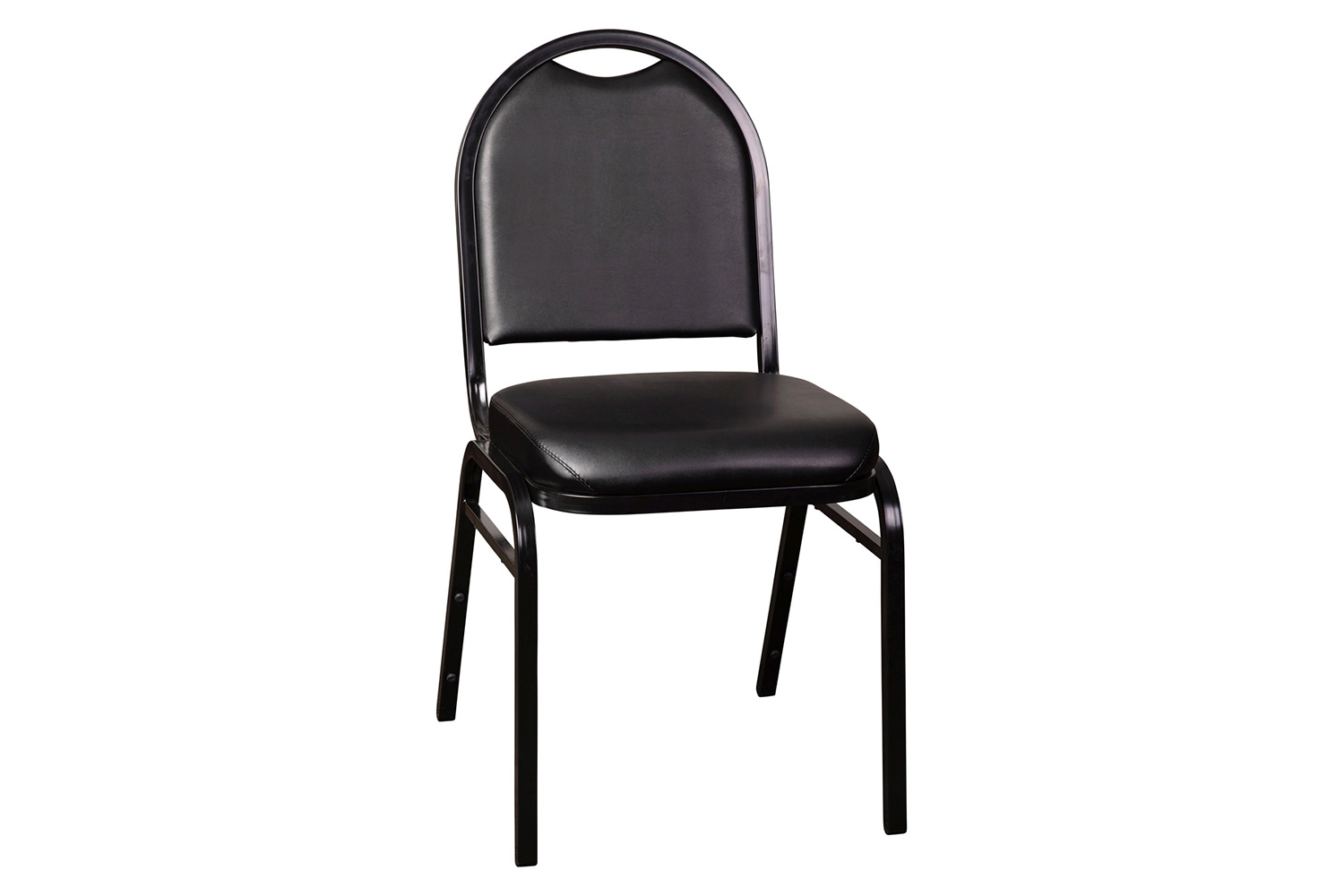 BLNK HERCULES Series Commercial Vinyl Dome Back Stacking Banquet Chair - Black Metal