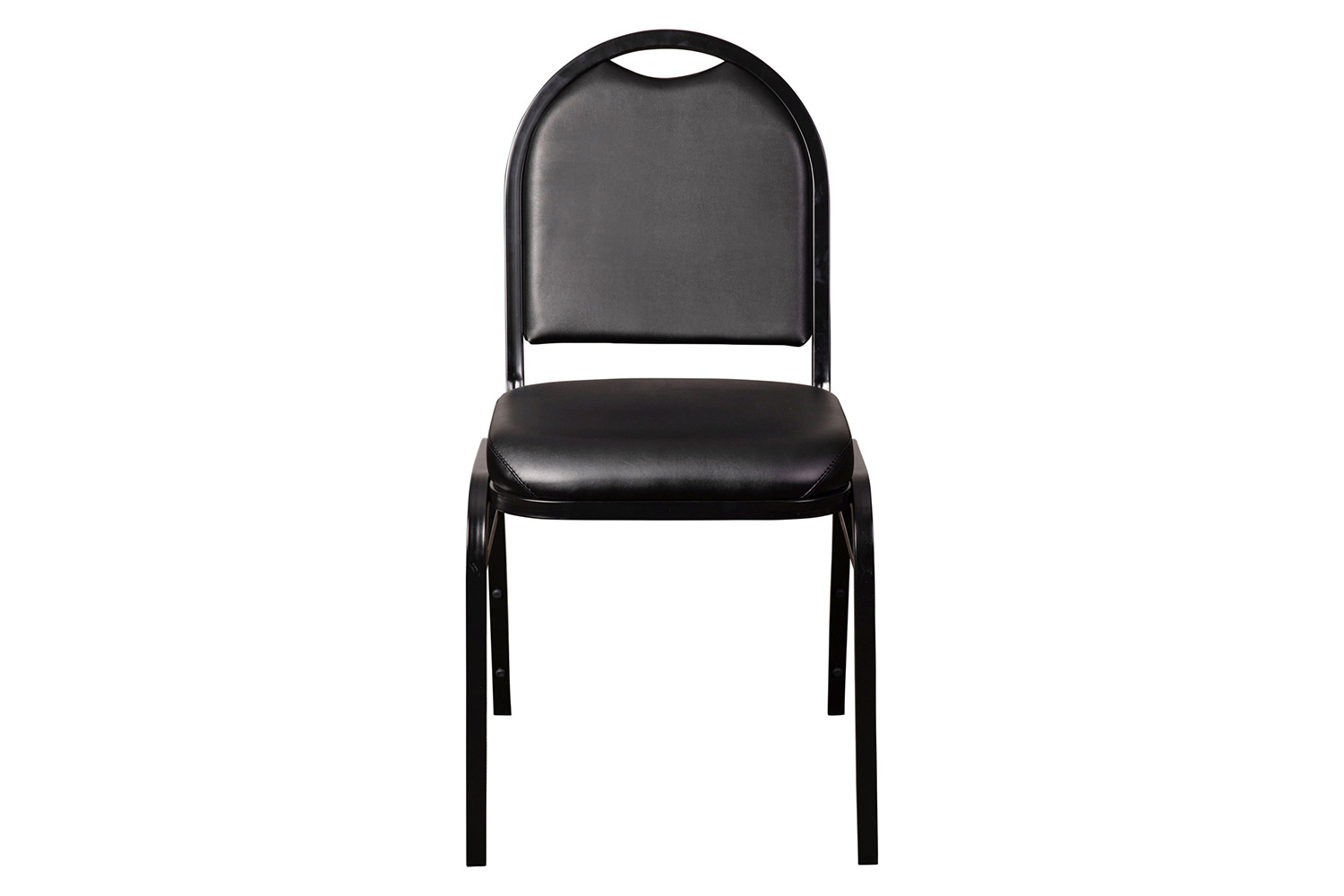 BLNK HERCULES Series Commercial Vinyl Dome Back Stacking Banquet Chair - Black Metal