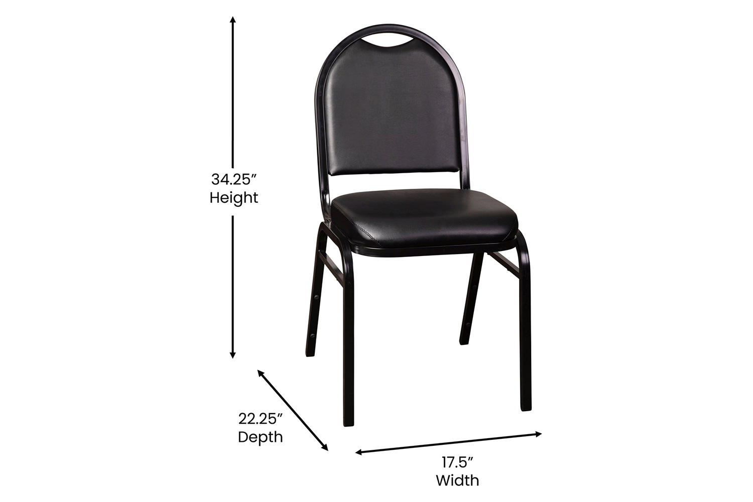 BLNK HERCULES Series Commercial Vinyl Dome Back Stacking Banquet Chair - Black Metal