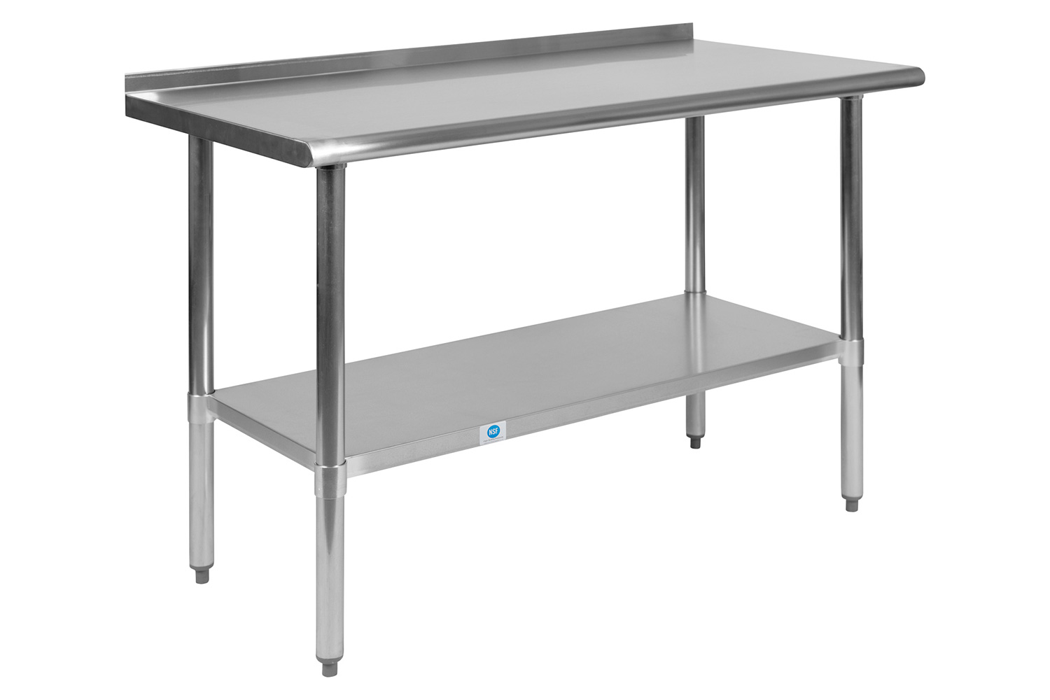 BLNK Rawcliffe Stainless Steel Prep and Work Table with Undershelf - with Backsplash