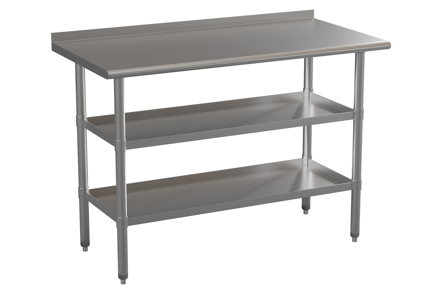 BLNK Hogan Stainless Steel Work Table with 2 Undershelves - with Backsplash