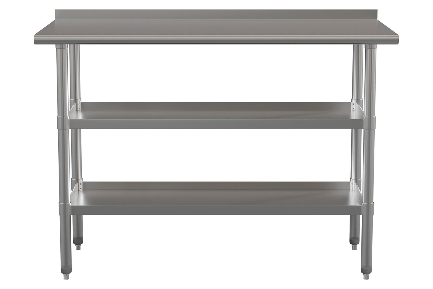 BLNK Hogan Stainless Steel Work Table with 2 Undershelves - with Backsplash