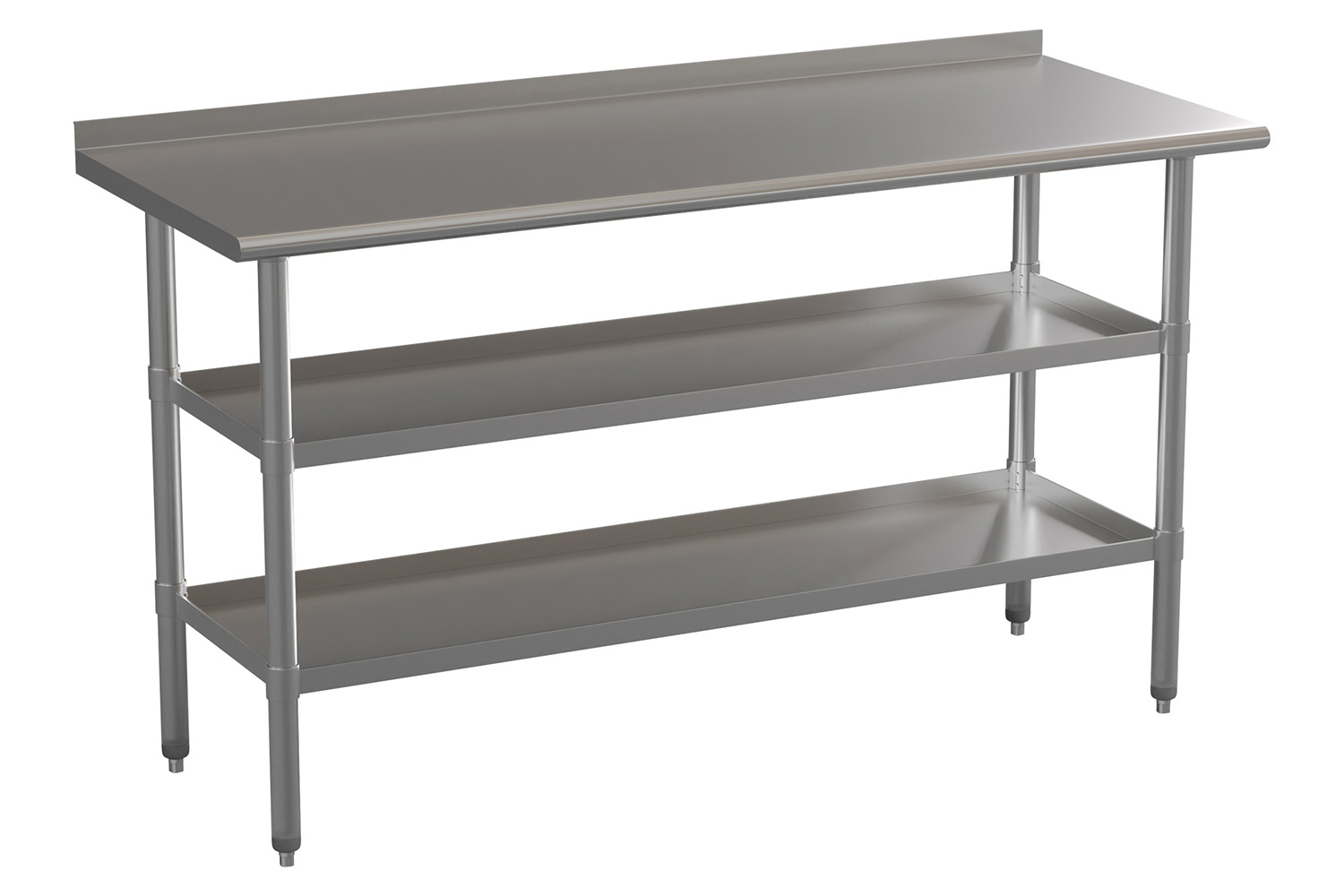 BLNK Randolph Stainless Steel Work Table with 2 Undershelves - with Backsplash